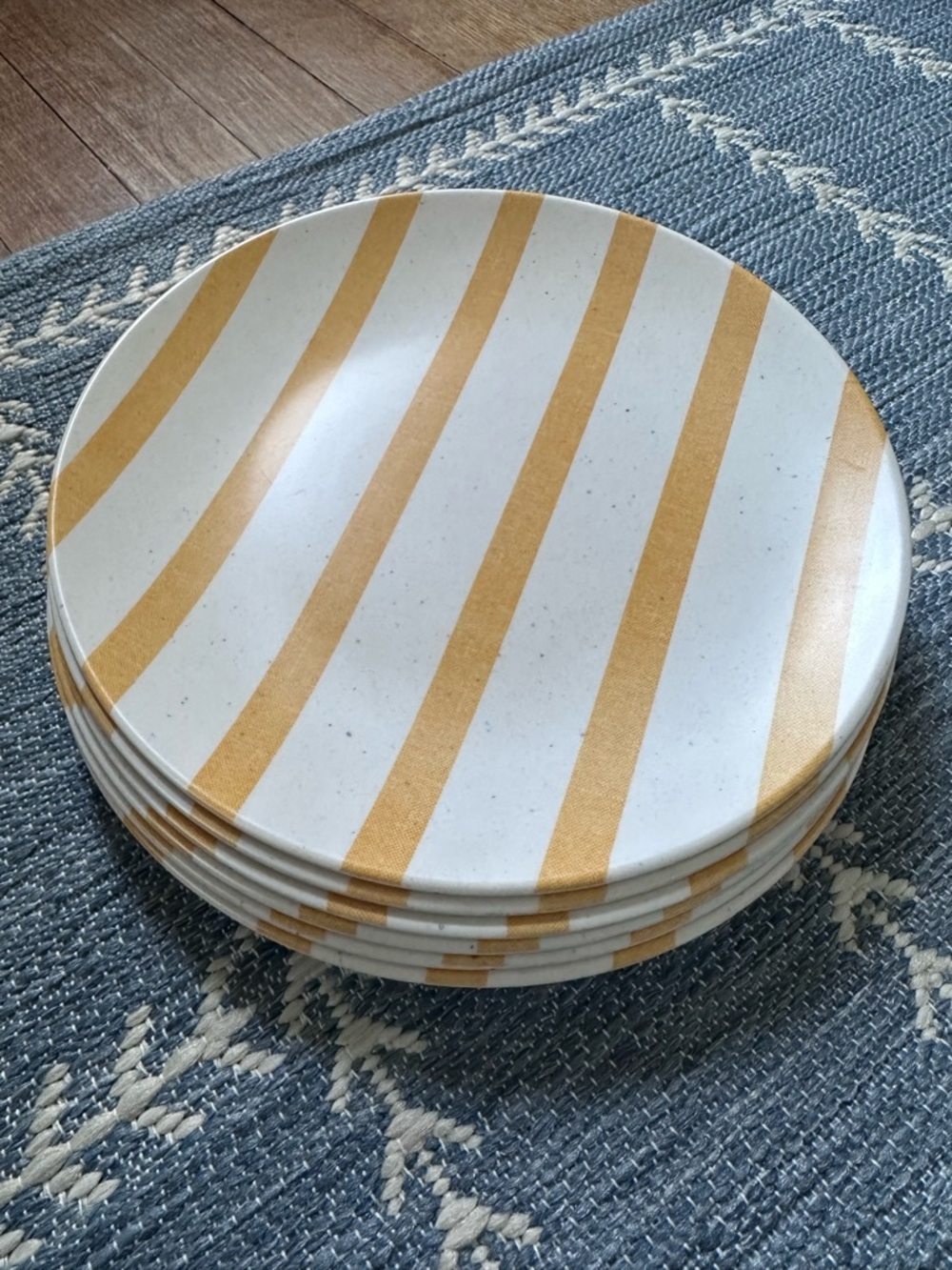 NWT [Set of 6] Threshold 8.5” Bamboo Melamine Salad Plates - Yellow Stripes